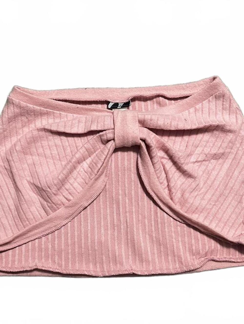 Y2K Monteau Brand Pink Knit Bow OpenTube Top Size M